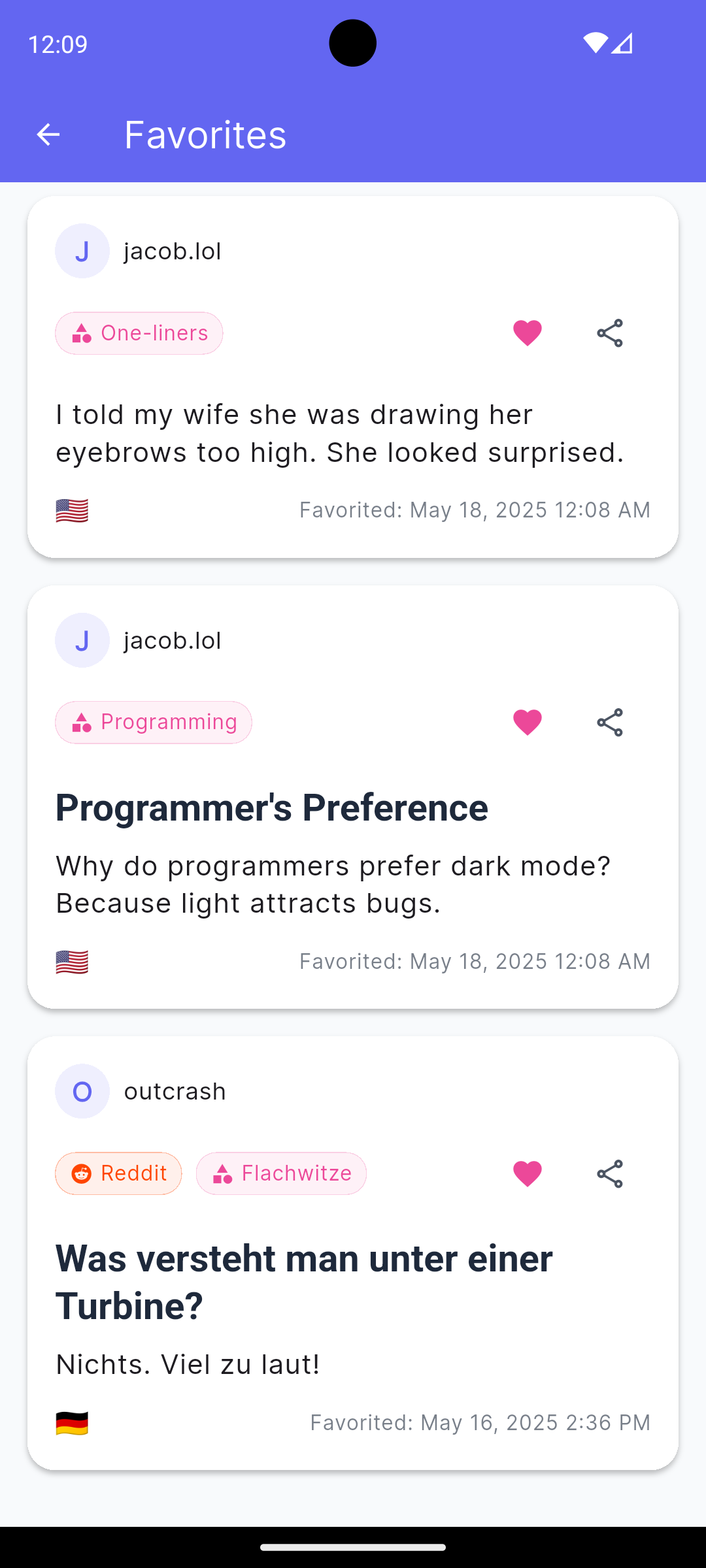Favorites Screen
